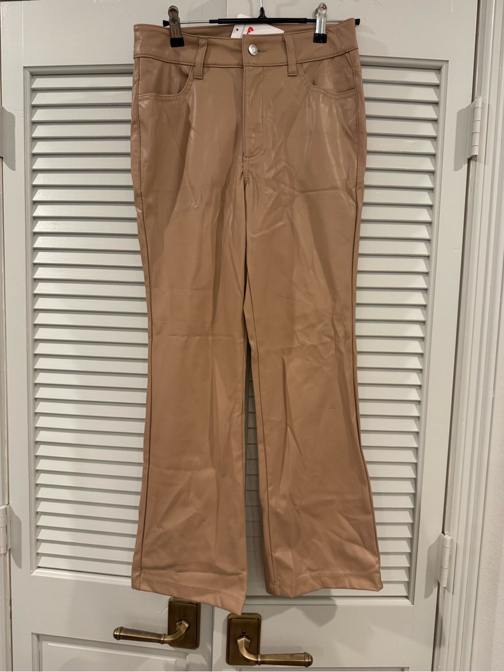 Dkny Tan Faux-Leather Bootcut Pants